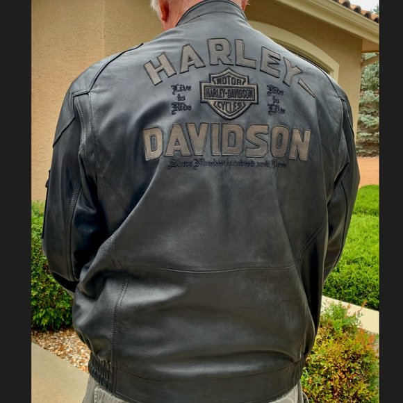Harley Davidson Men's  XL Black Soft Leather Bomber Jacket - Picture 3 of 4